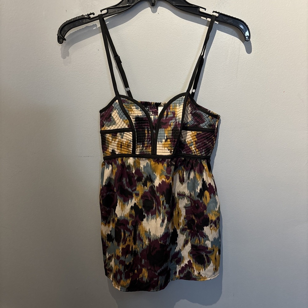Y2K Xhilaration Womens Babydoll Cami Top Size XS Multicolor Abstract Boho